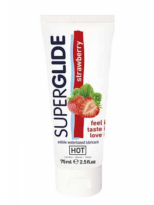 Cъедобный гель лубрикант на водной основе с ароматом клубника HOT SUPERGLIDE фото 1